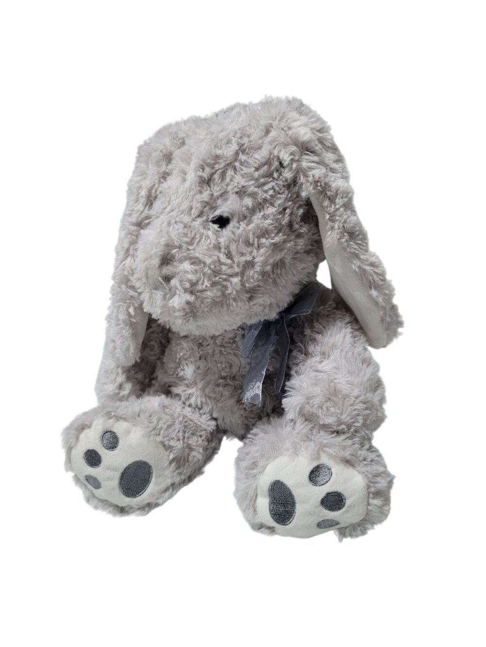 Hugfun Rabbit 13 inch Plush Easter Bunny Purple Bow Gray Stuffed Animal Toy